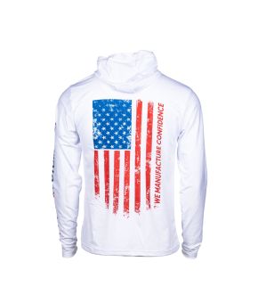 White Flag Long Sleeve Hooded Sun shirt - White
