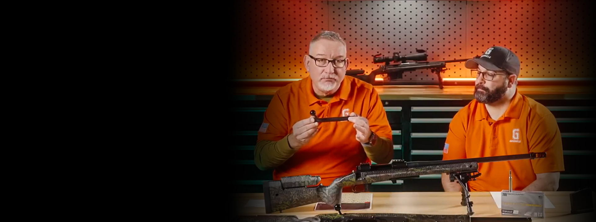 Geissele staff demonstrating a rifle bolt on a workbench